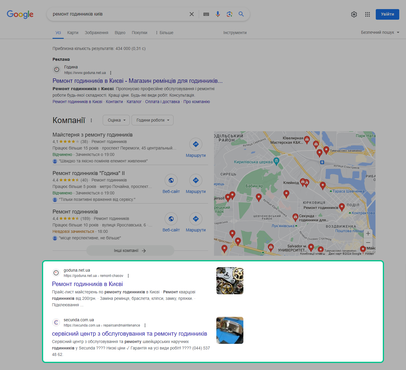 Третій блок: органічний пошук (SEO)